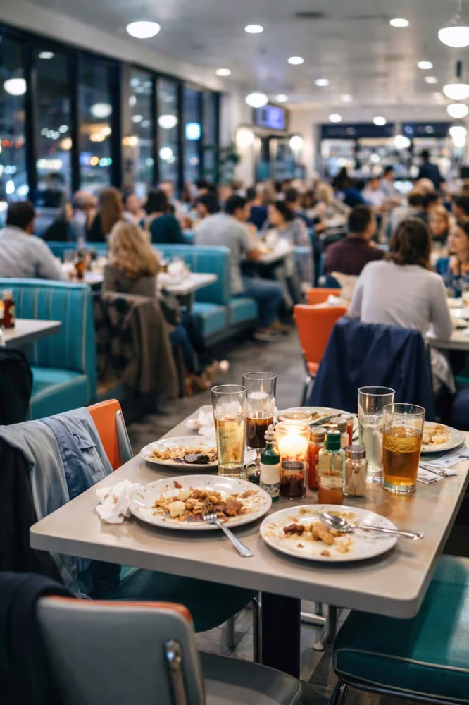 Concept image representing the hospitality side of a confidential restaurant and catering business for sale in Whitby, Ontario, a full restaurant dining room