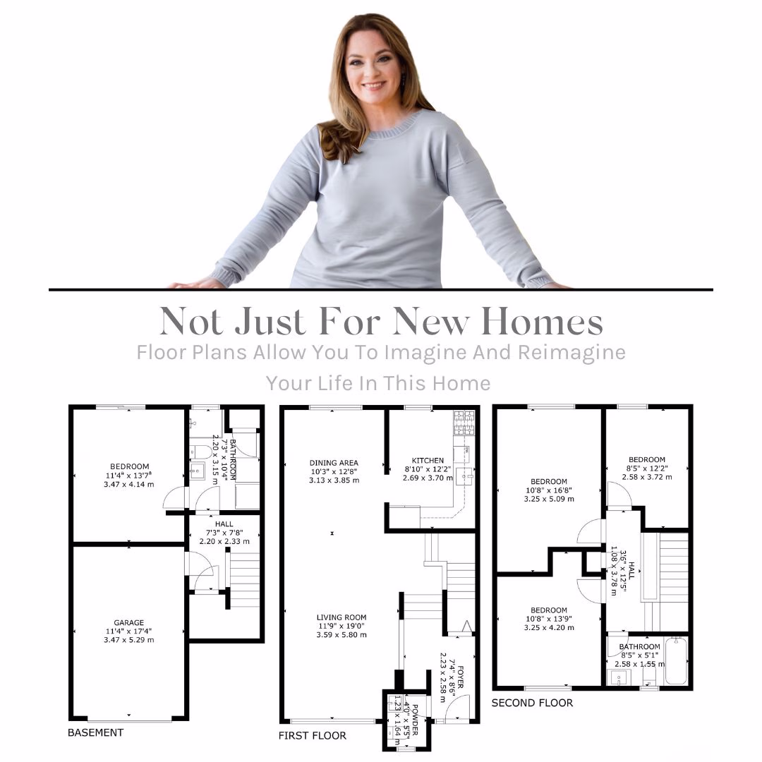 Basement, first floor and second floor plans for 10-765 Oklahoma Dr, Pickering, listed by Laura McBride, Ajax REALTOR®