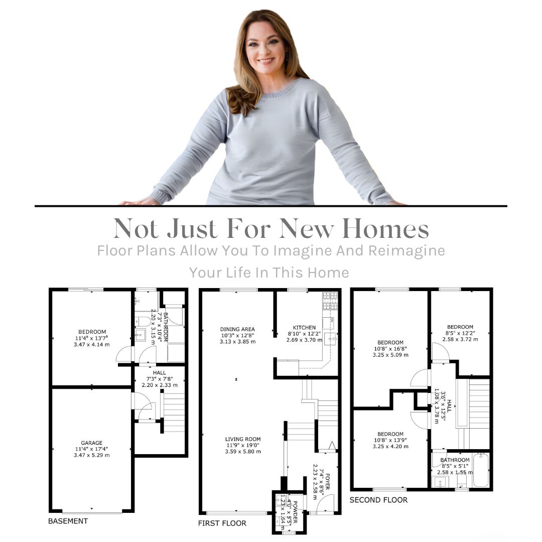 Basement, first floor and second floor plans for 10-765 Oklahoma Dr, Pickering, listed by Laura McBride, Ajax REALTOR®