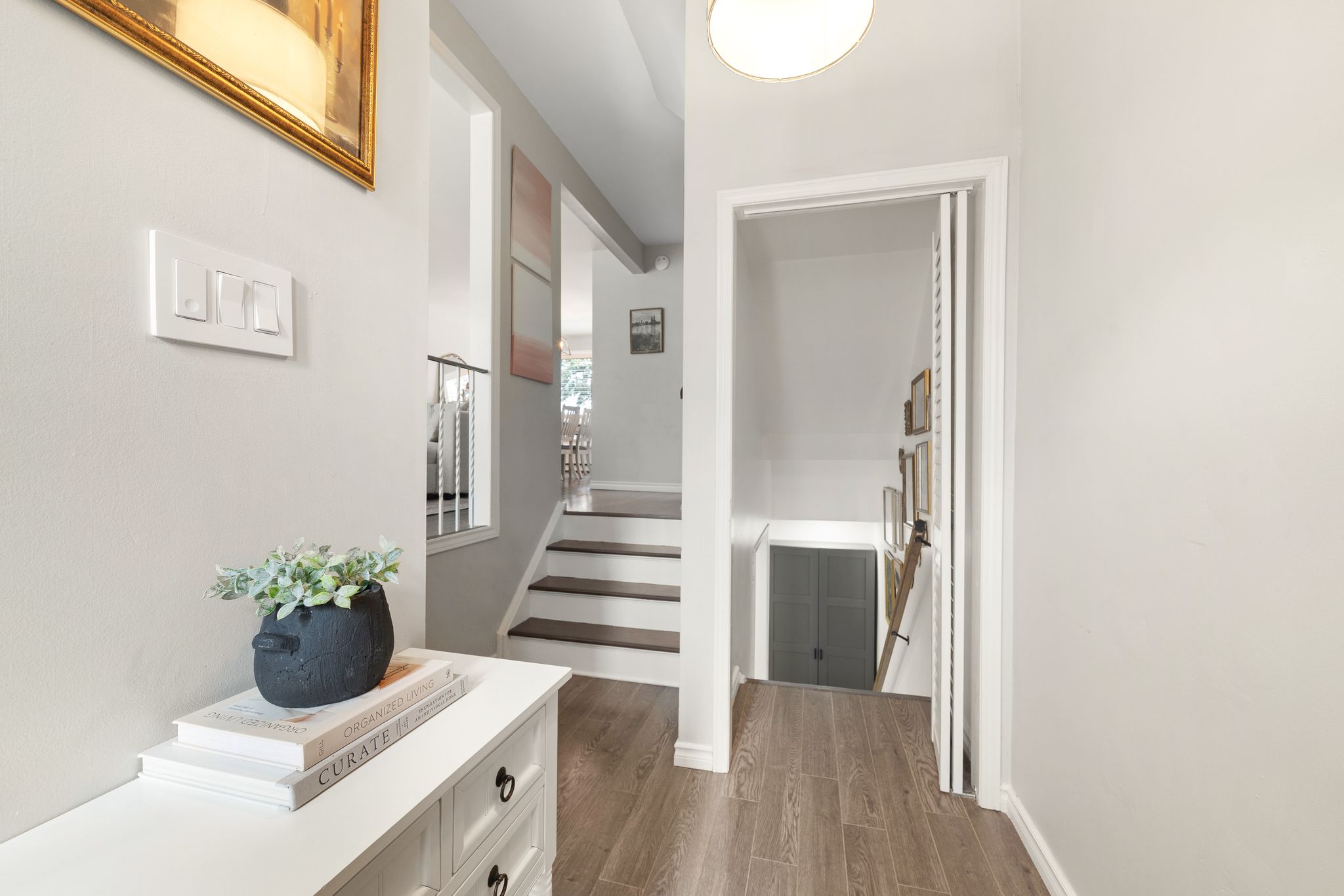Foyer at 10-765 Oklahoma Dr, Pickering, with a staircase up to the main living level