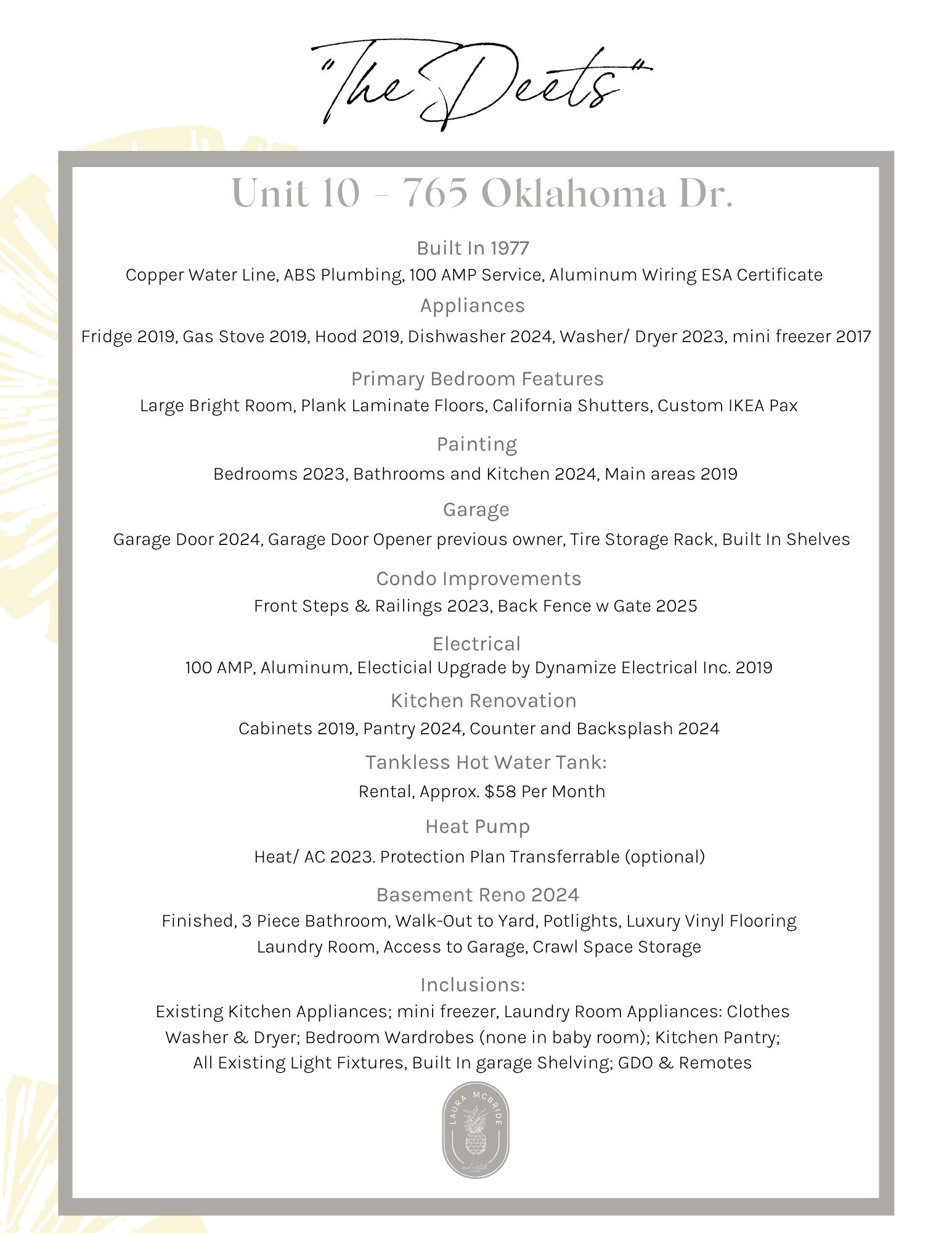 Property details sheet for 10-765 Oklahoma Dr, Pickering, from Laura McBride, Ajax REALTOR® with Revel Realty