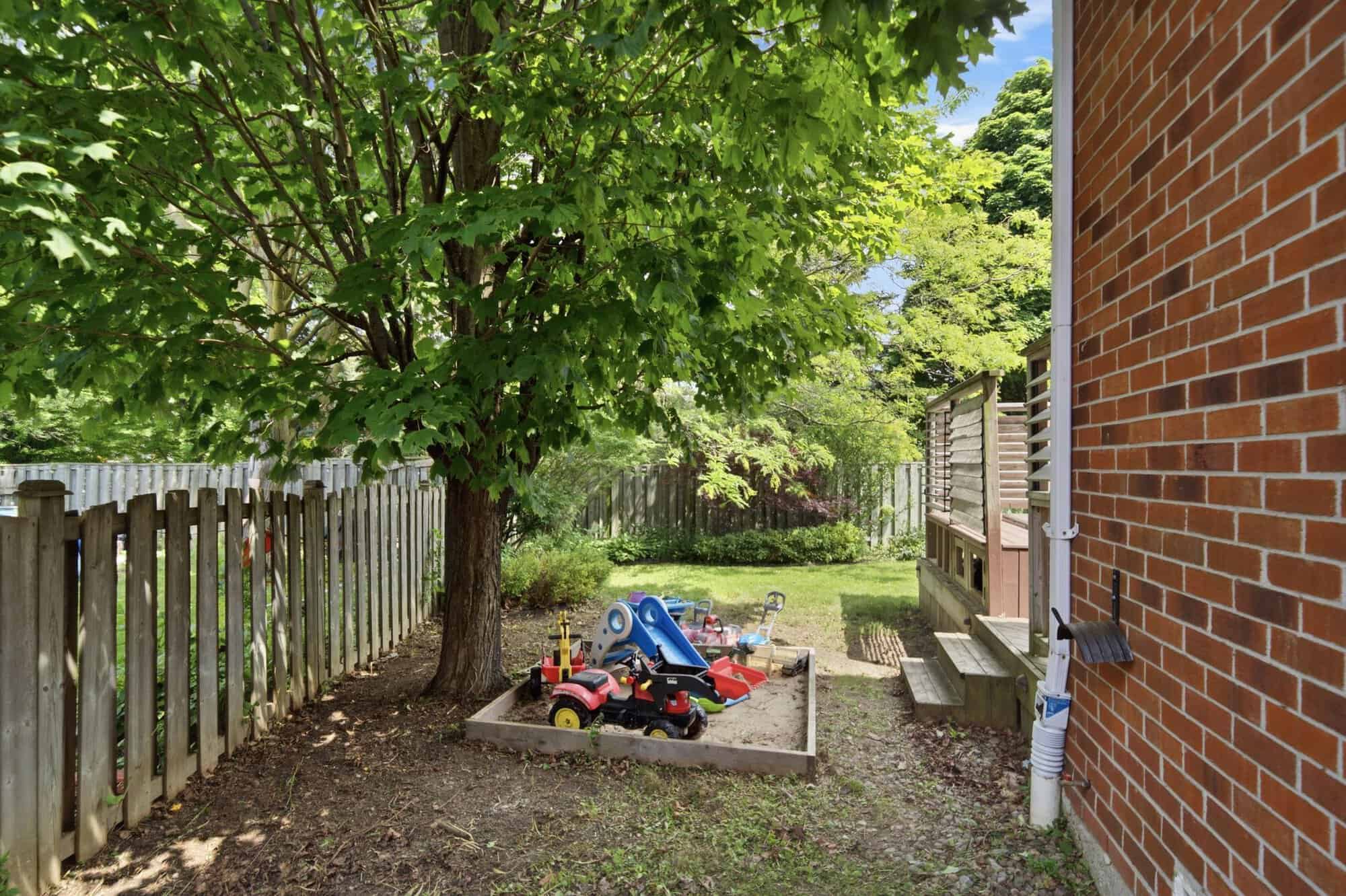 Backyard play area at 13 Flowers Crescent, South Ajax