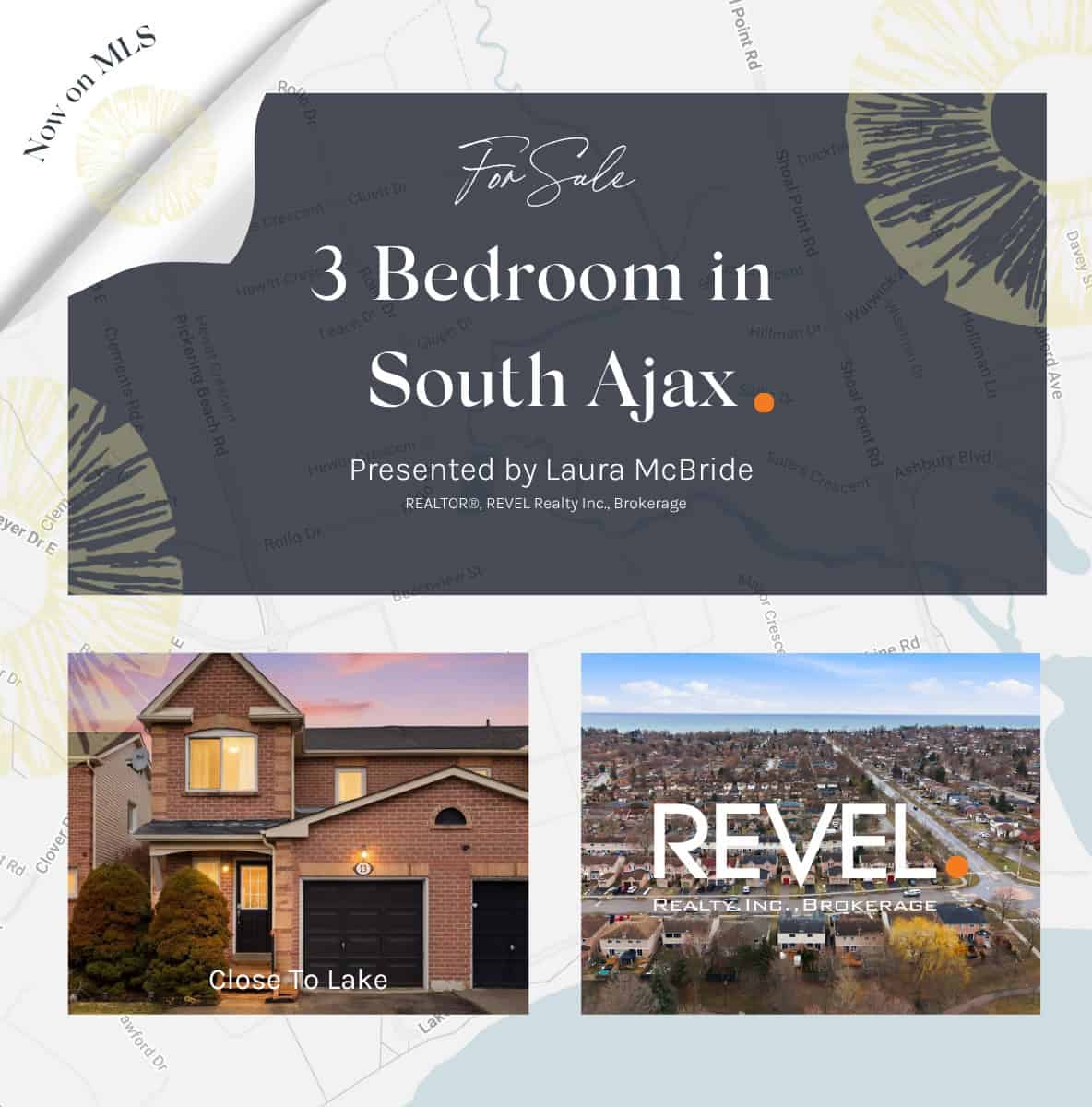 Exterior of 13 Rollo Drive, a semi-detached home in South East Ajax, listed by Laura McBride, Ajax REALTOR® with Revel Realty