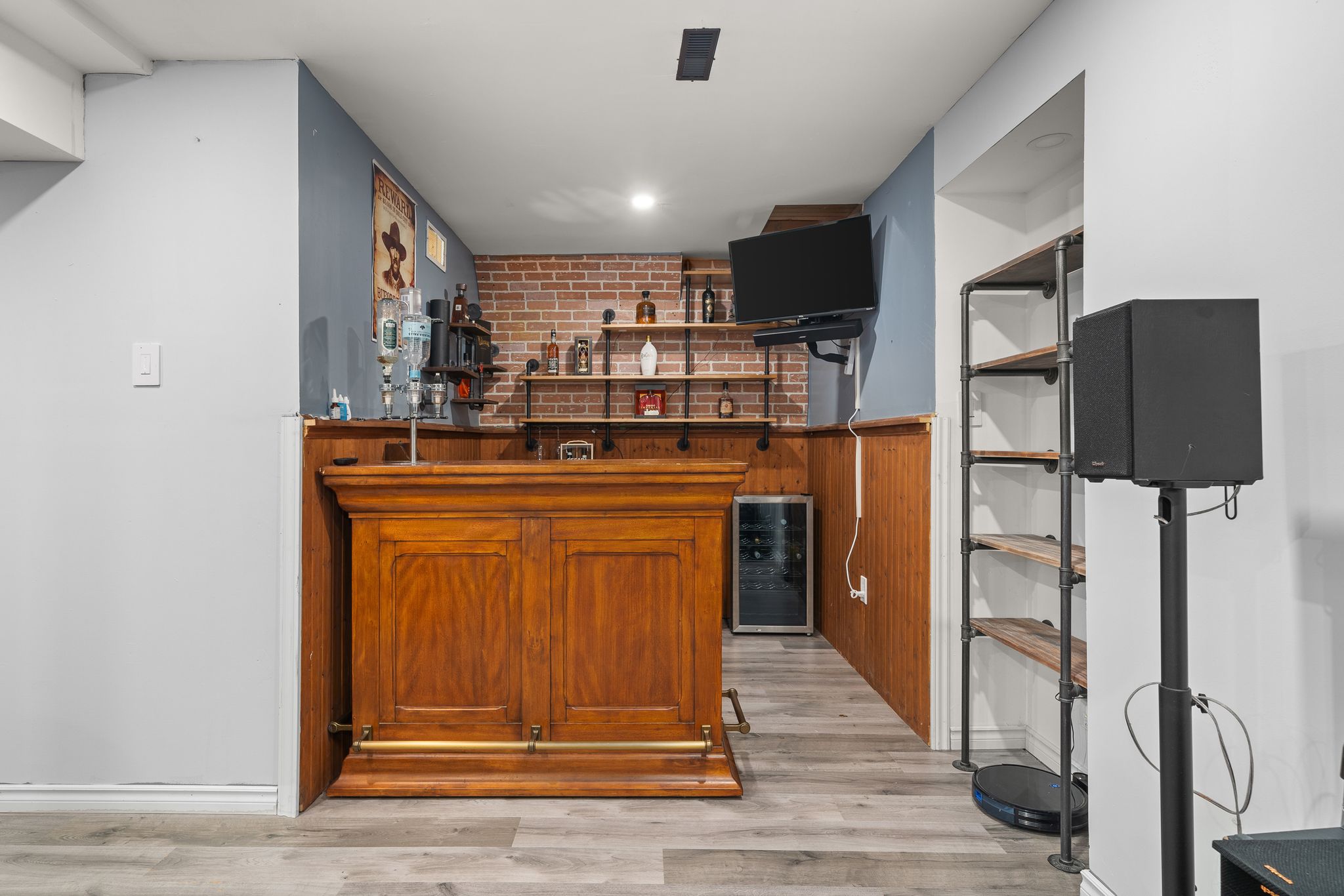 Custom bar in the finished basement at 1509 Grandview Street North, Oshawa