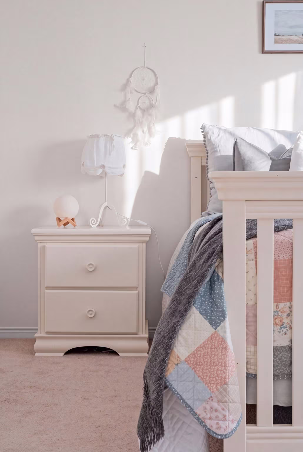 Second bedroom at 1683 Finkle Drive, Oshawa, with layered pillows and a patchwork quilt