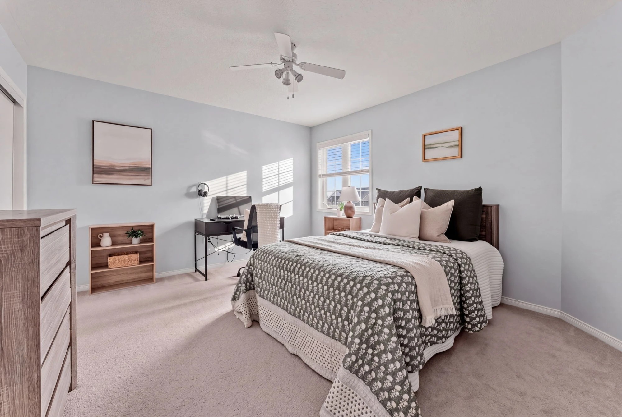 Fourth bedroom at 1683 Finkle Drive, Oshawa, showing the dresser, bookshelf and desk area