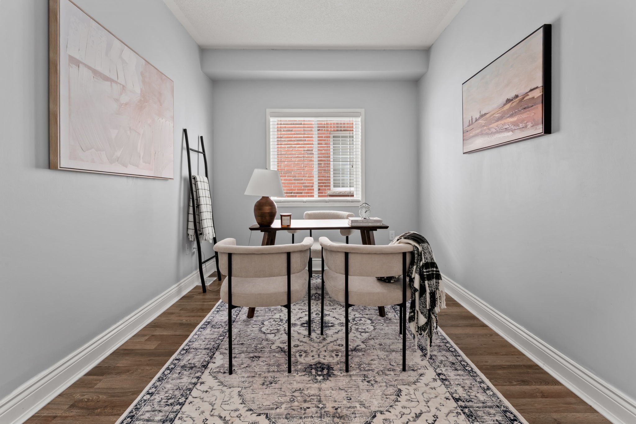 Main-floor office at 1683 Finkle Drive, Oshawa, with a large window and French doors, ideal as a playroom or home office