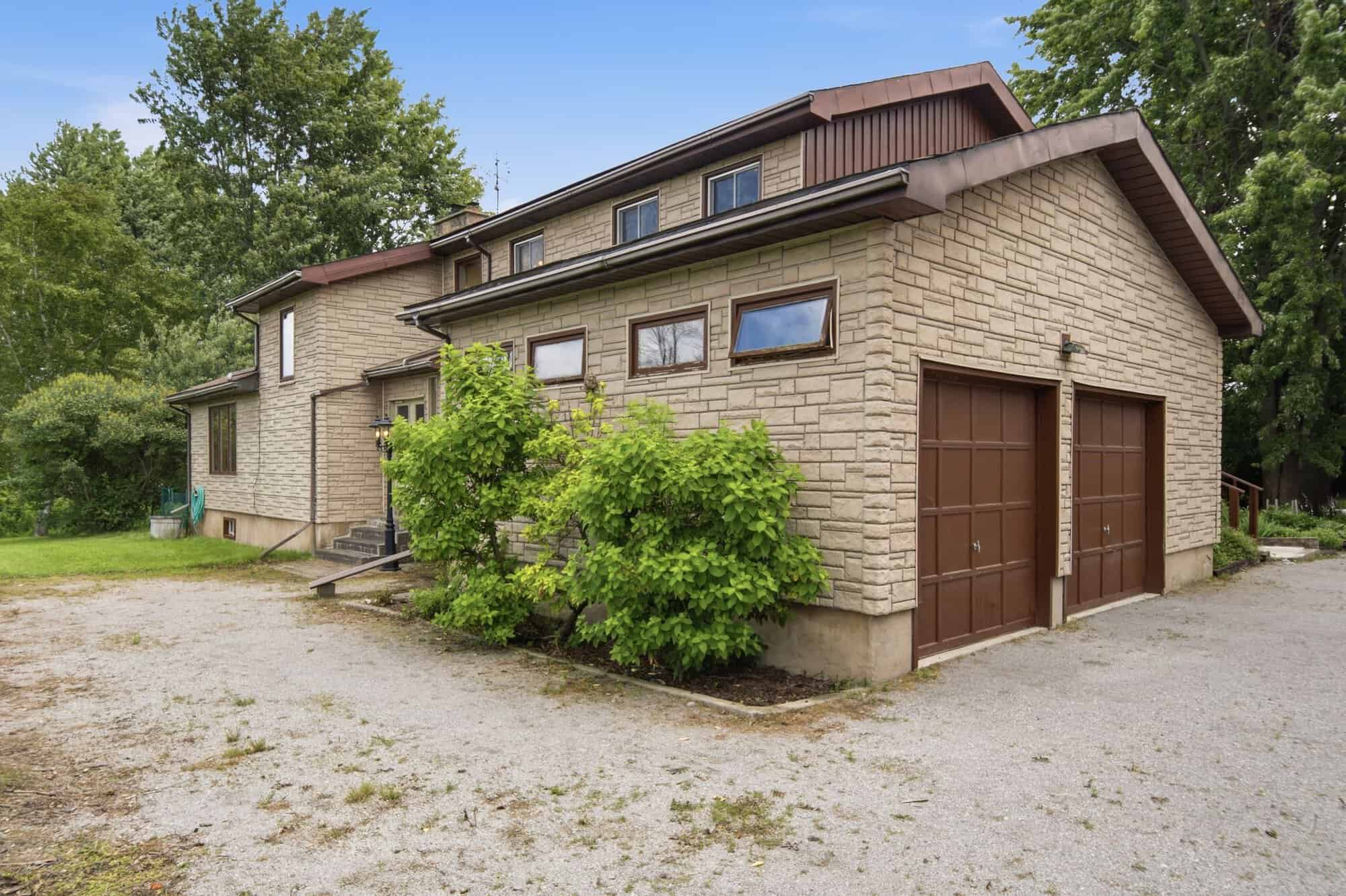 Exterior of the double attached garage at 17 Ontoro Blvd, South East Ajax, with private double driveway