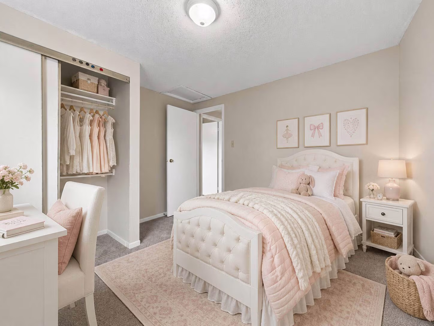 Third bedroom at 22 Kipling Cres, South Ajax, virtually staged for a growing child with soft neutral tones, listed by Laura McBride, Ajax REALTOR®