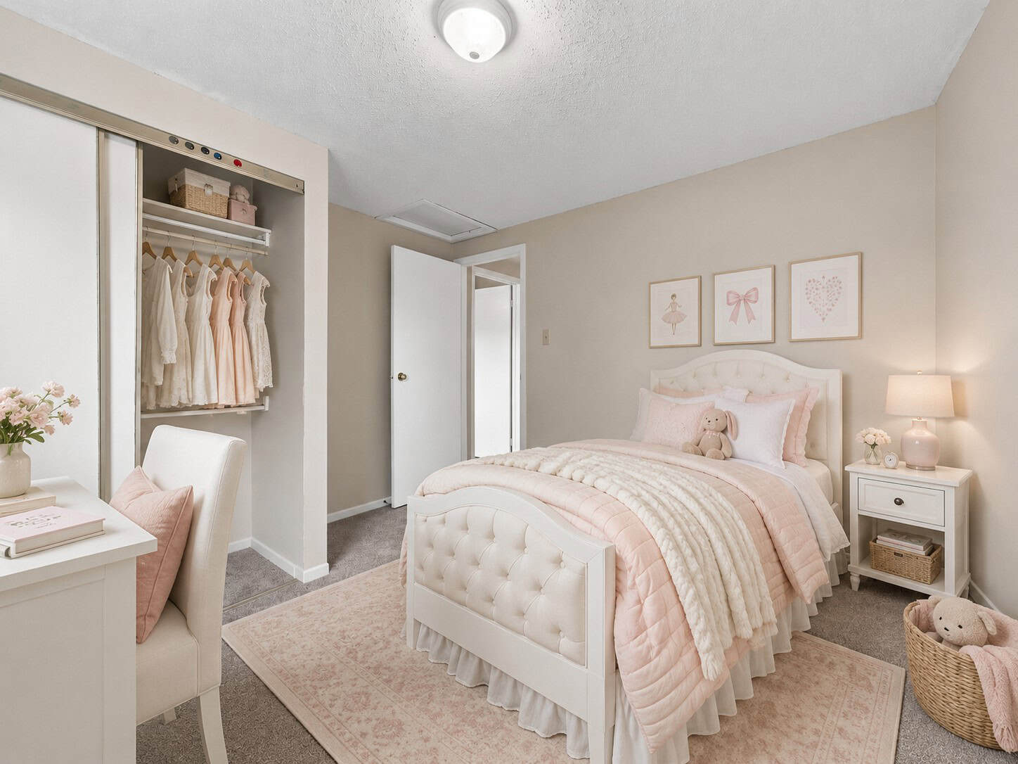 Third bedroom at 22 Kipling Cres, South Ajax, virtually staged for a growing child with soft neutral tones, listed by Laura McBride, Ajax REALTOR®