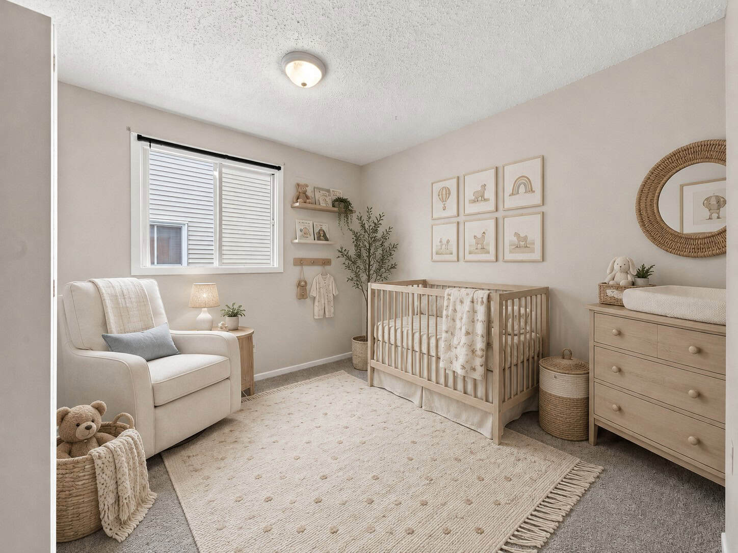 Fourth bedroom at 22 Kipling Cres, South Ajax, virtually staged as a serene nursery, listed by Laura McBride, Ajax REALTOR®