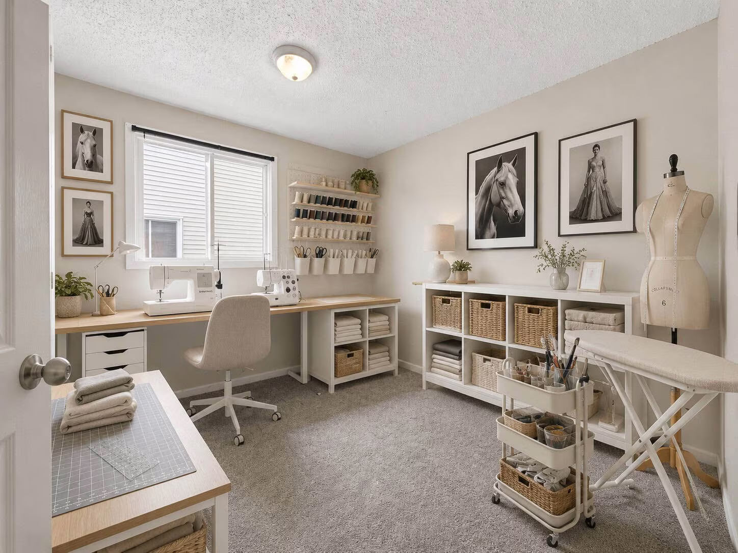 Fourth bedroom at 22 Kipling Cres, South Ajax, virtually staged as a functional sewing room, listed by Laura McBride, Ajax REALTOR®