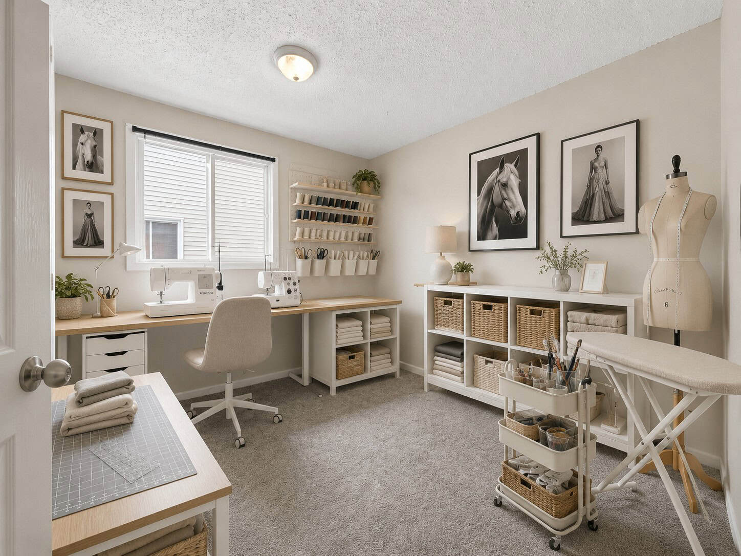 Fourth bedroom at 22 Kipling Cres, South Ajax, virtually staged as a functional sewing room, listed by Laura McBride, Ajax REALTOR®