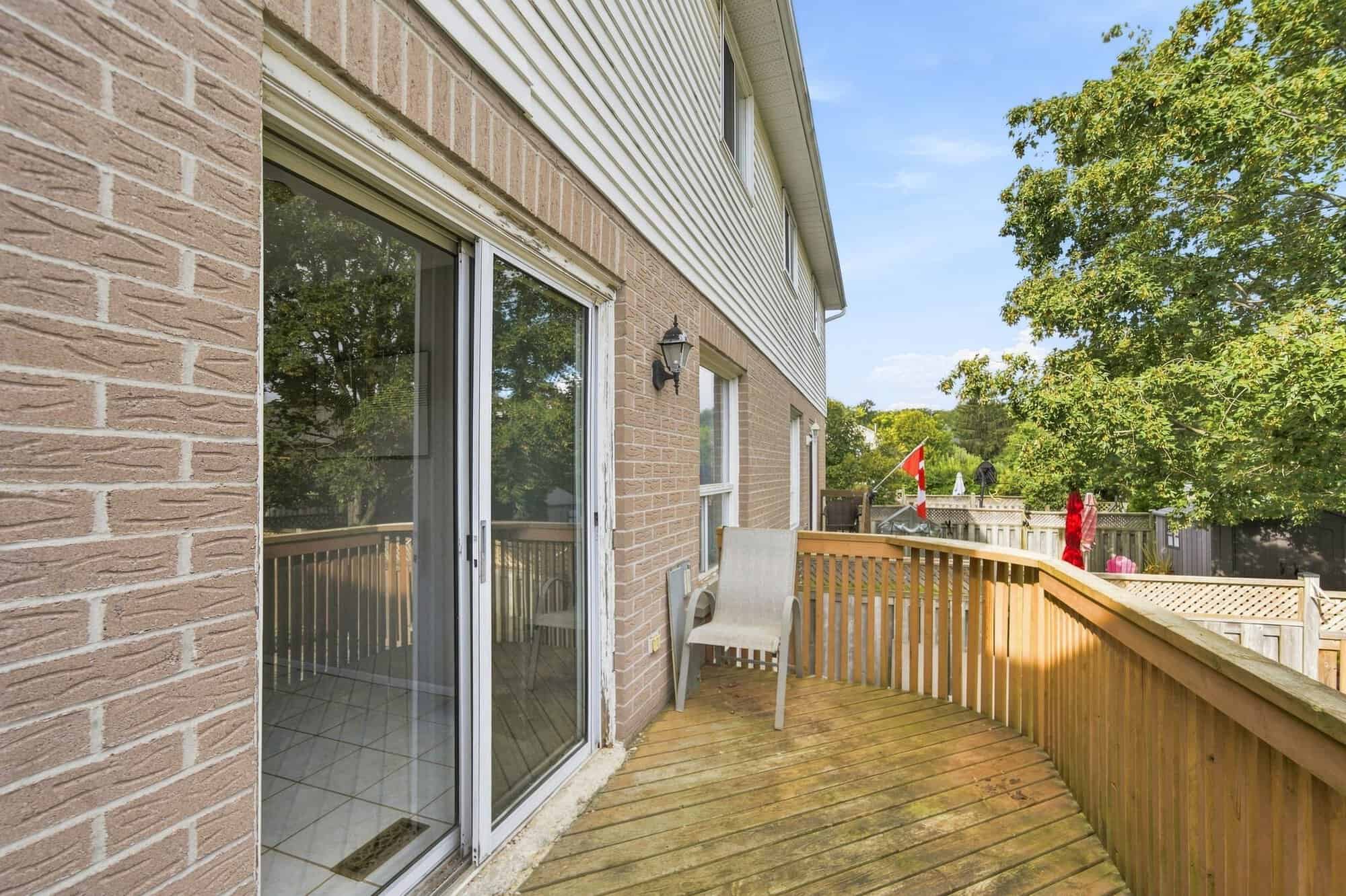 Rear deck at 22 Kipling Cres, South Ajax, an easy spot for a morning coffee, listed by Laura McBride, Ajax REALTOR®