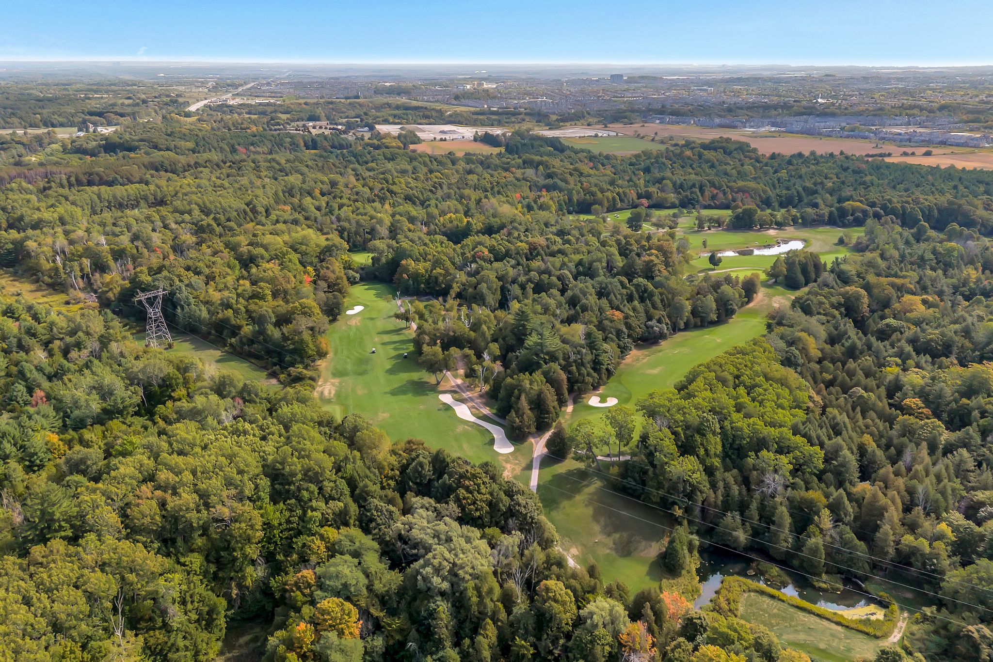 Aerial view of the fairways at Pickering Golf Club, steps from 2598 William Jackson Dr