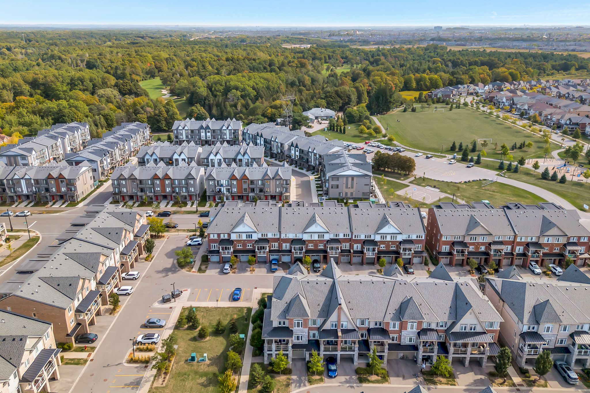 Aerial view of tree-lined streets in Duffin Heights near 2598 William Jackson Dr, Pickering