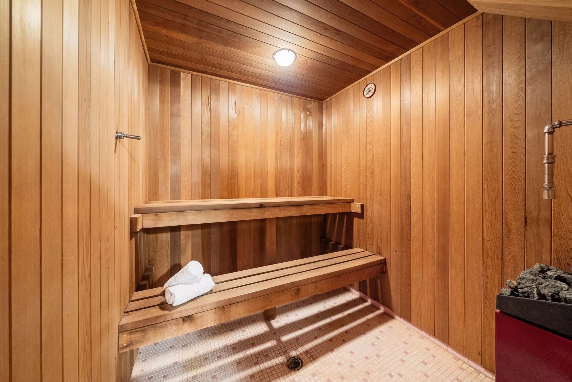 Sauna in the finished basement at 38A Deep Dene Dr, Highland Creek Village