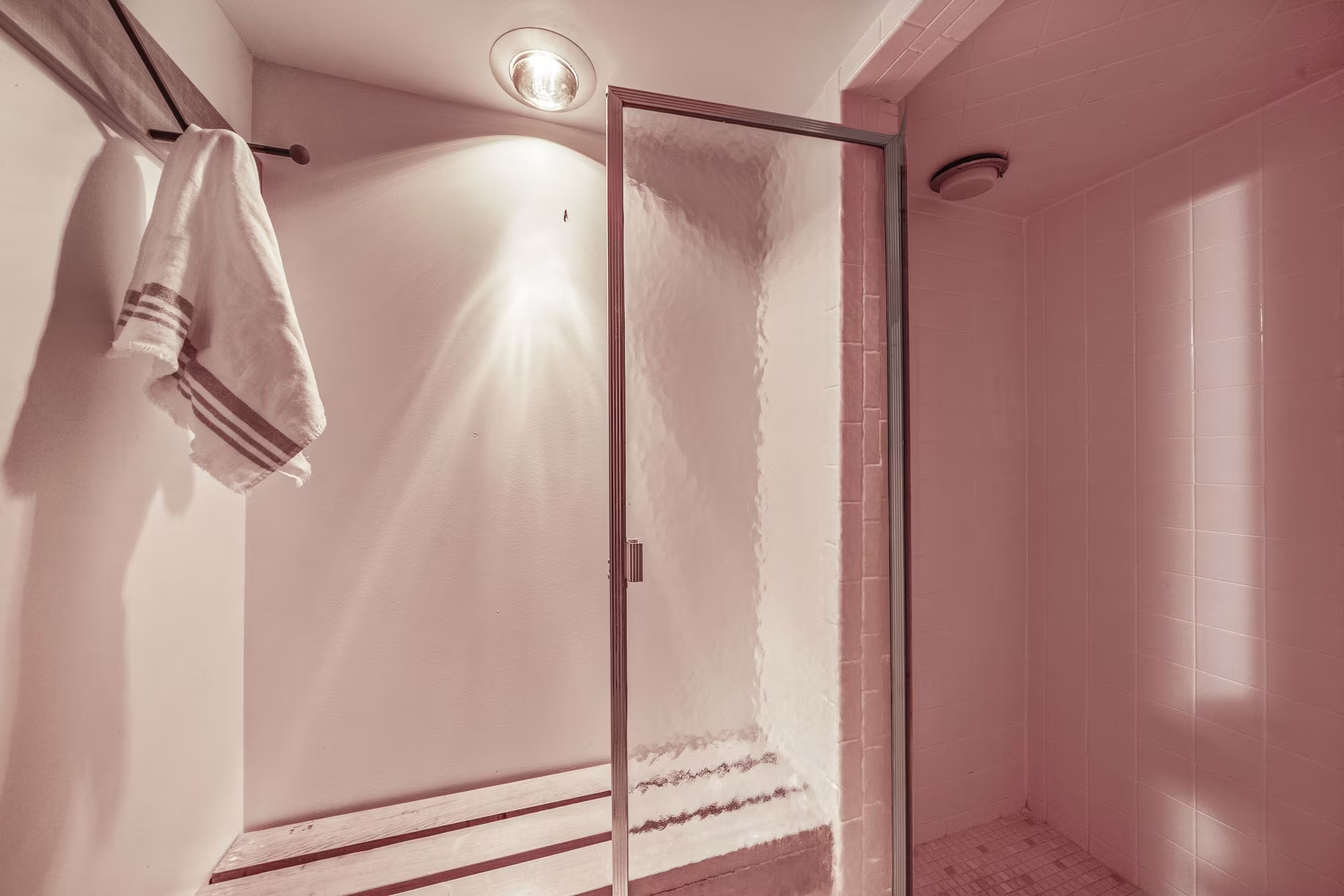 Separate shower next to the sauna in the basement at 38A Deep Dene Dr, Highland Creek Village