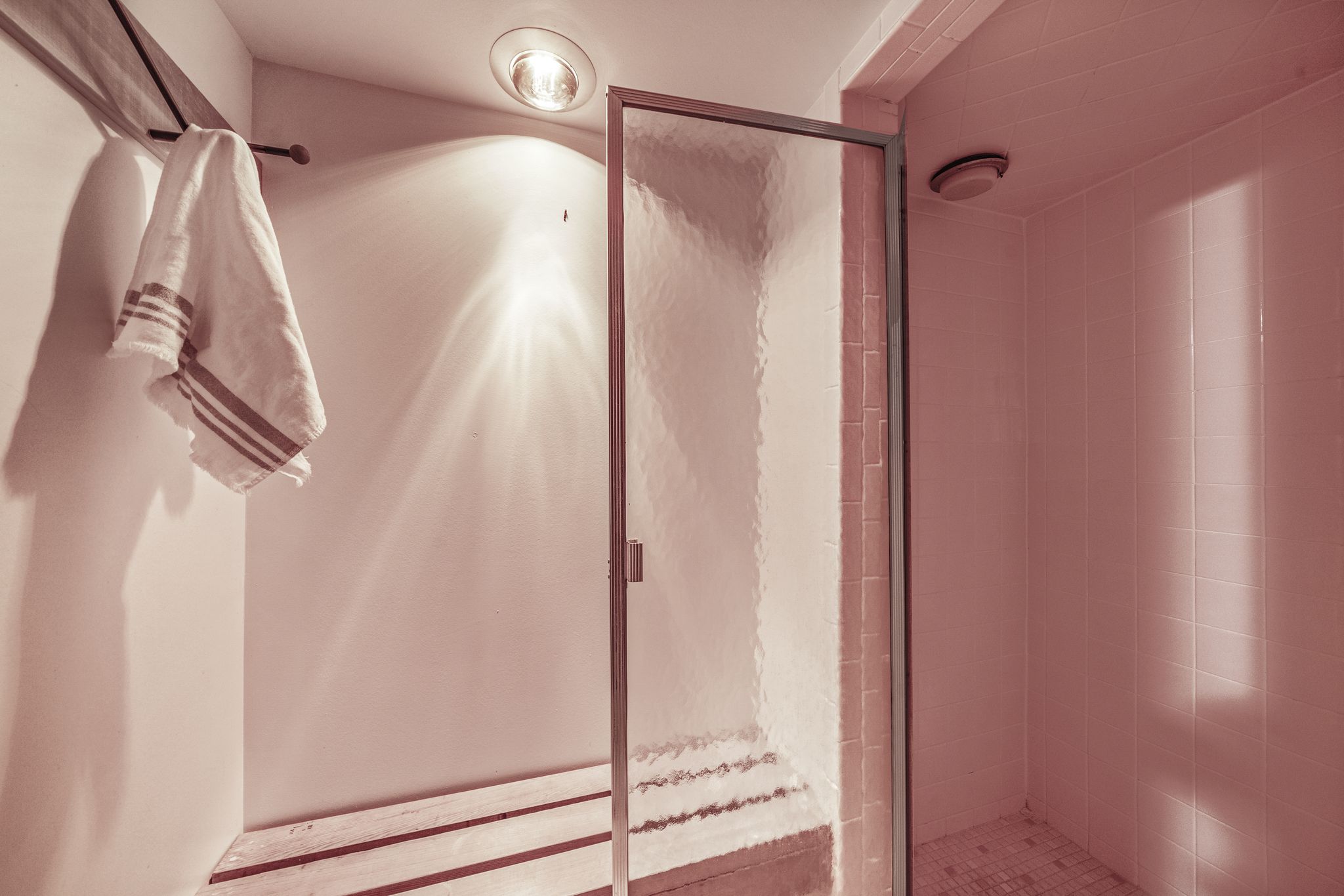 Separate shower next to the sauna in the basement at 38A Deep Dene Dr, Highland Creek Village