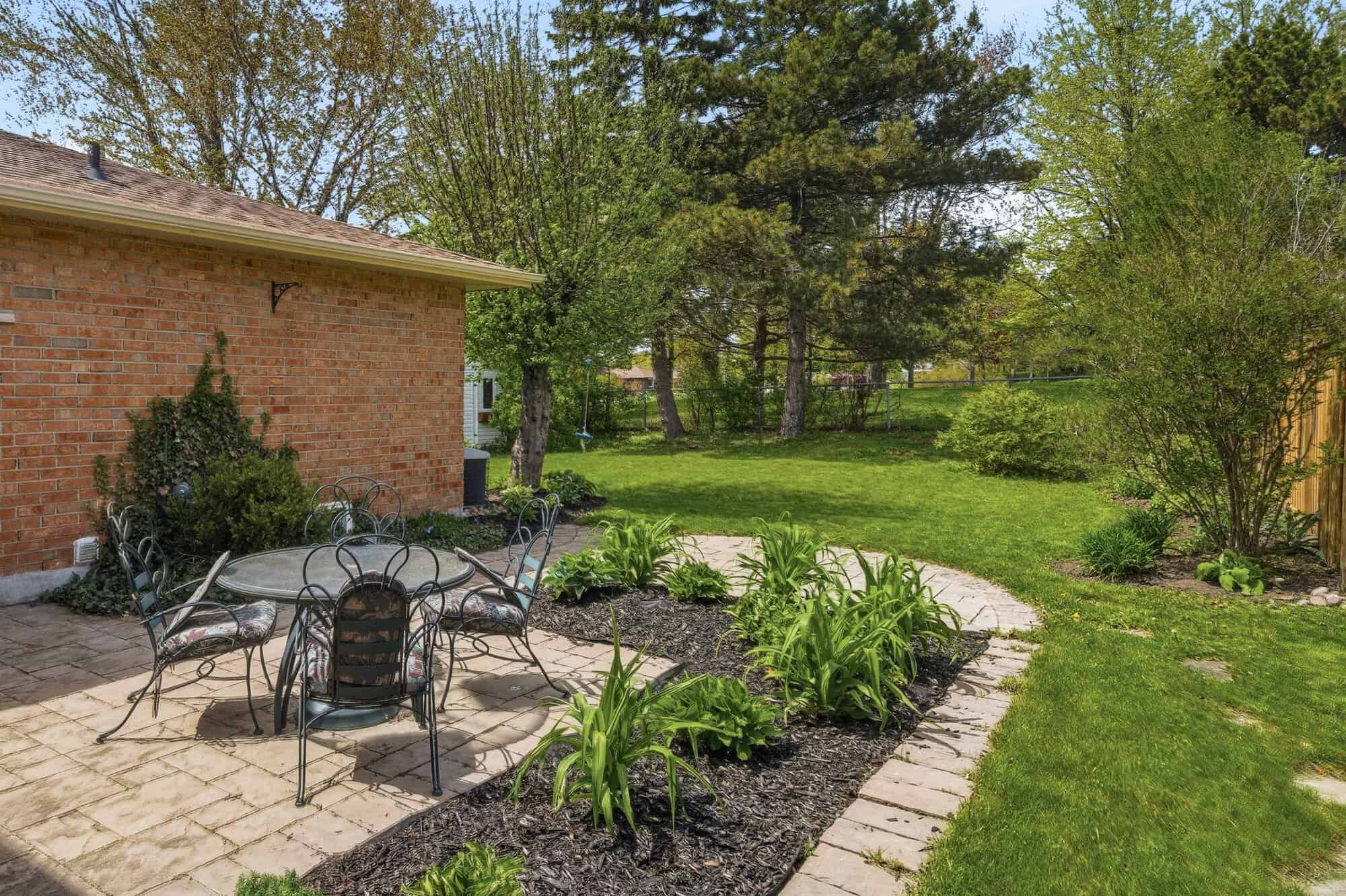Backyard patio and garden at 39 Anstead Crescent, South Ajax