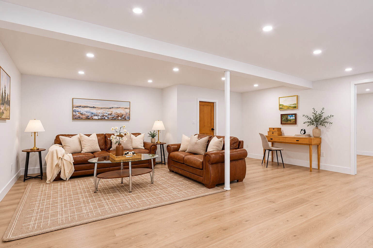 Concept rendering of basement flooring at 39 Anstead Crescent, South Ajax, virtually staged