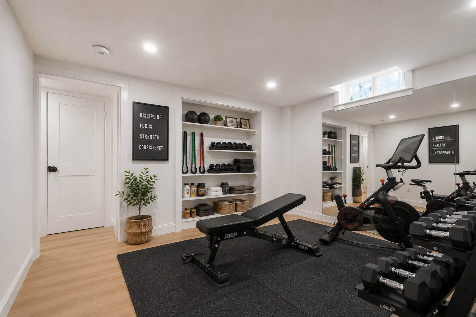 Concept rendering of a basement gym at 39 Anstead Crescent, South Ajax, virtually staged