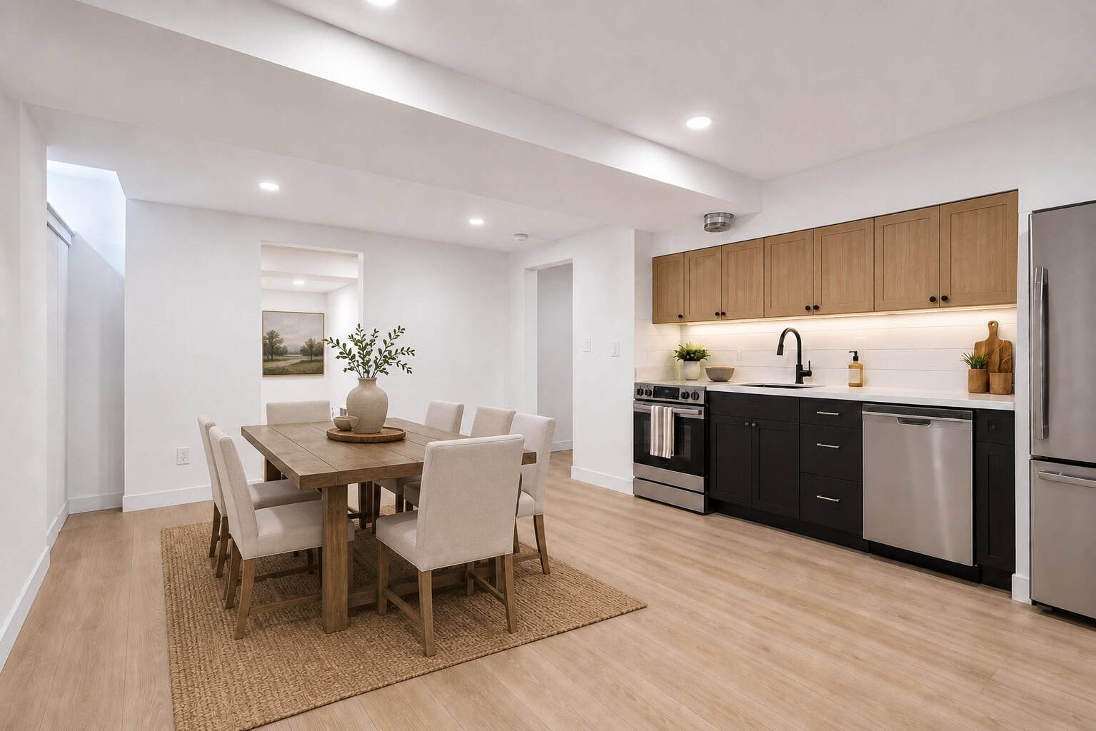 Concept rendering of a basement kitchen at 39 Anstead Crescent, South Ajax, virtually staged