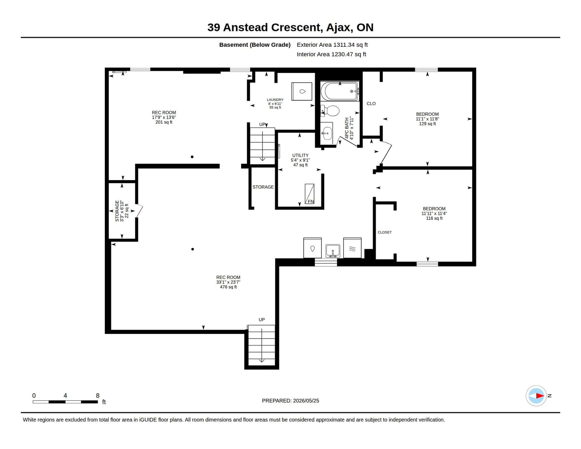 Basement floor plan for 39 Anstead Crescent, Ajax, listed by Laura McBride, Ajax REALTOR®