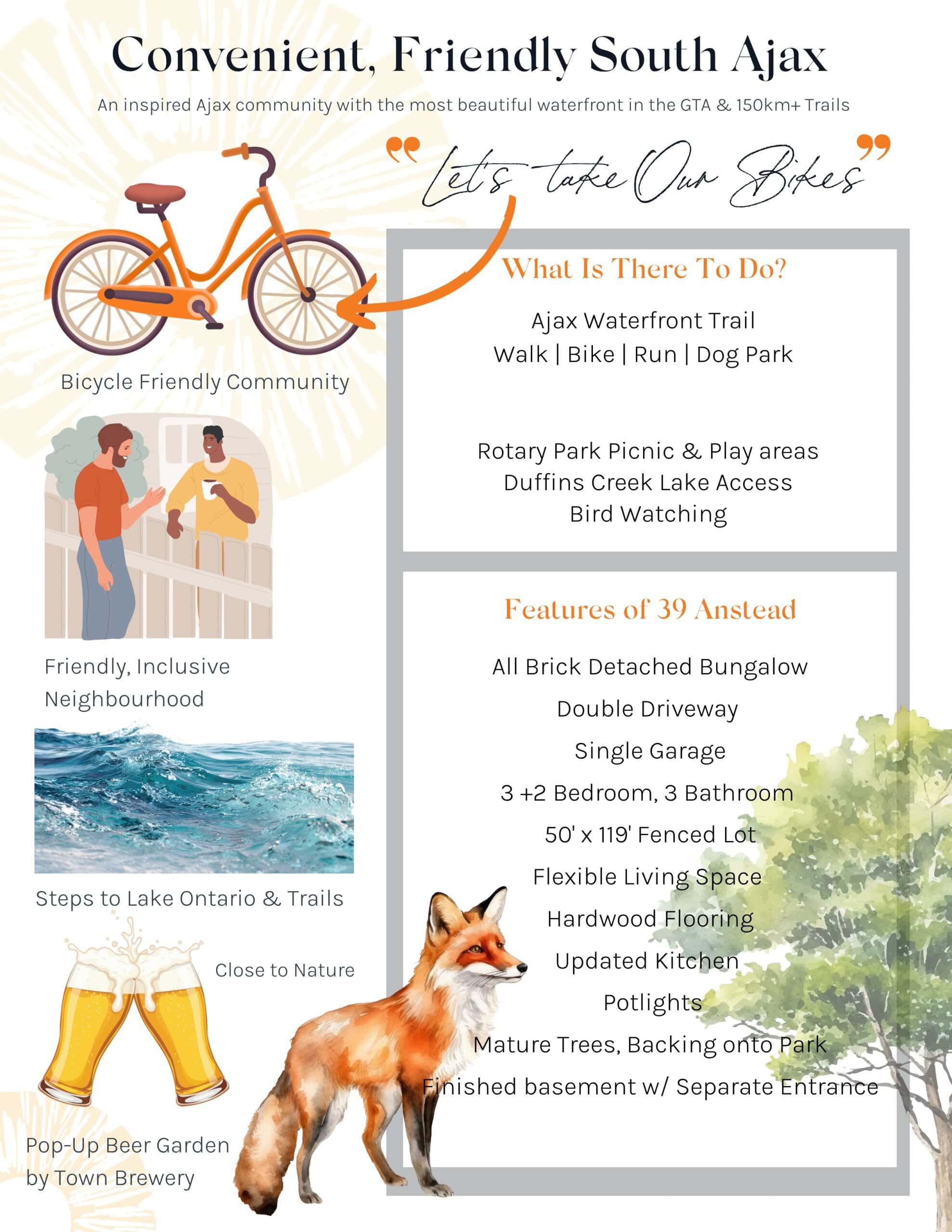 South Ajax neighbourhood features sheet near 39 Anstead Crescent, including the Ajax Waterfront Trail, Rotary Park and Duffins Creek, from Laura McBride, Ajax REALTOR®
