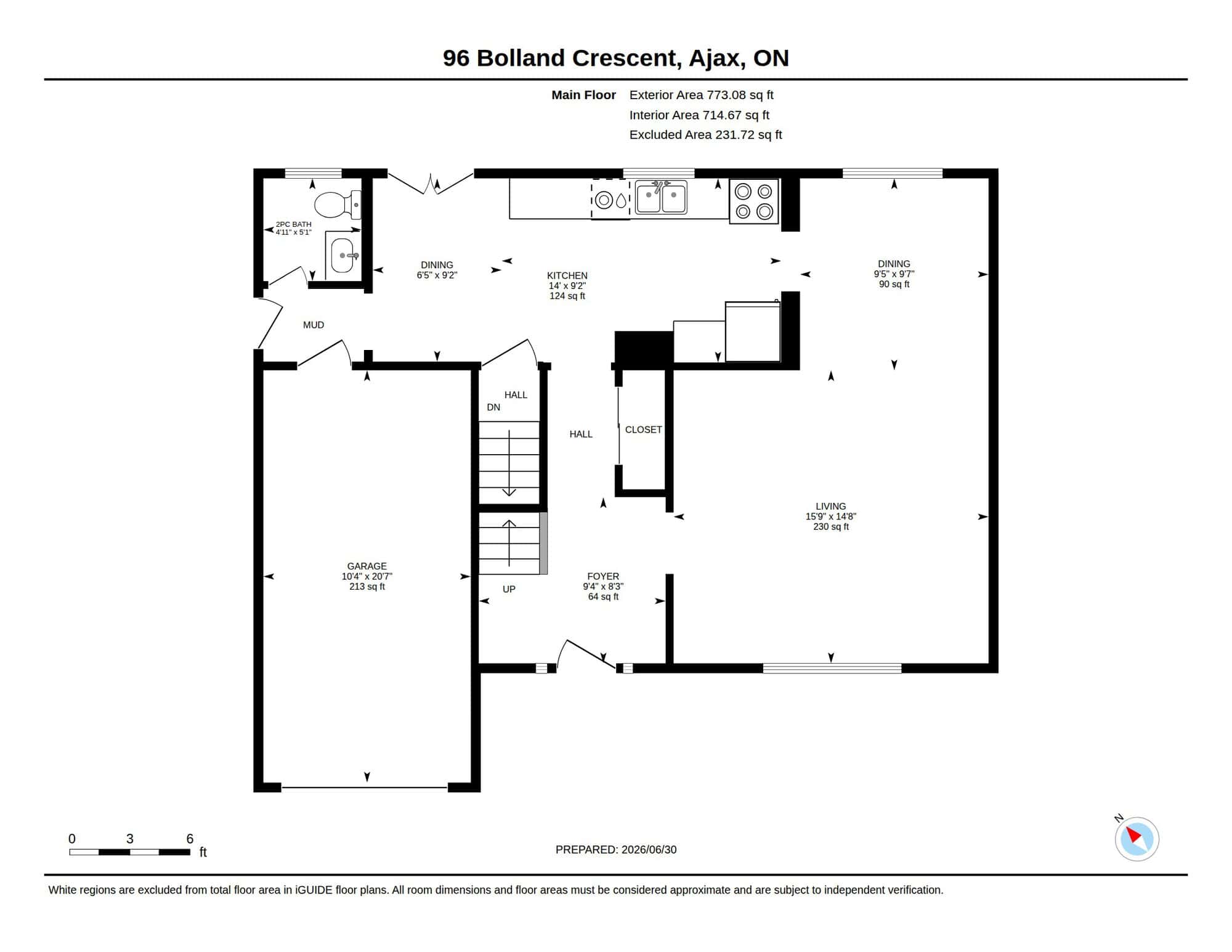 Main floor plan for 96 Bolland Crescent, South Ajax, listed by Laura McBride, Ajax REALTOR®