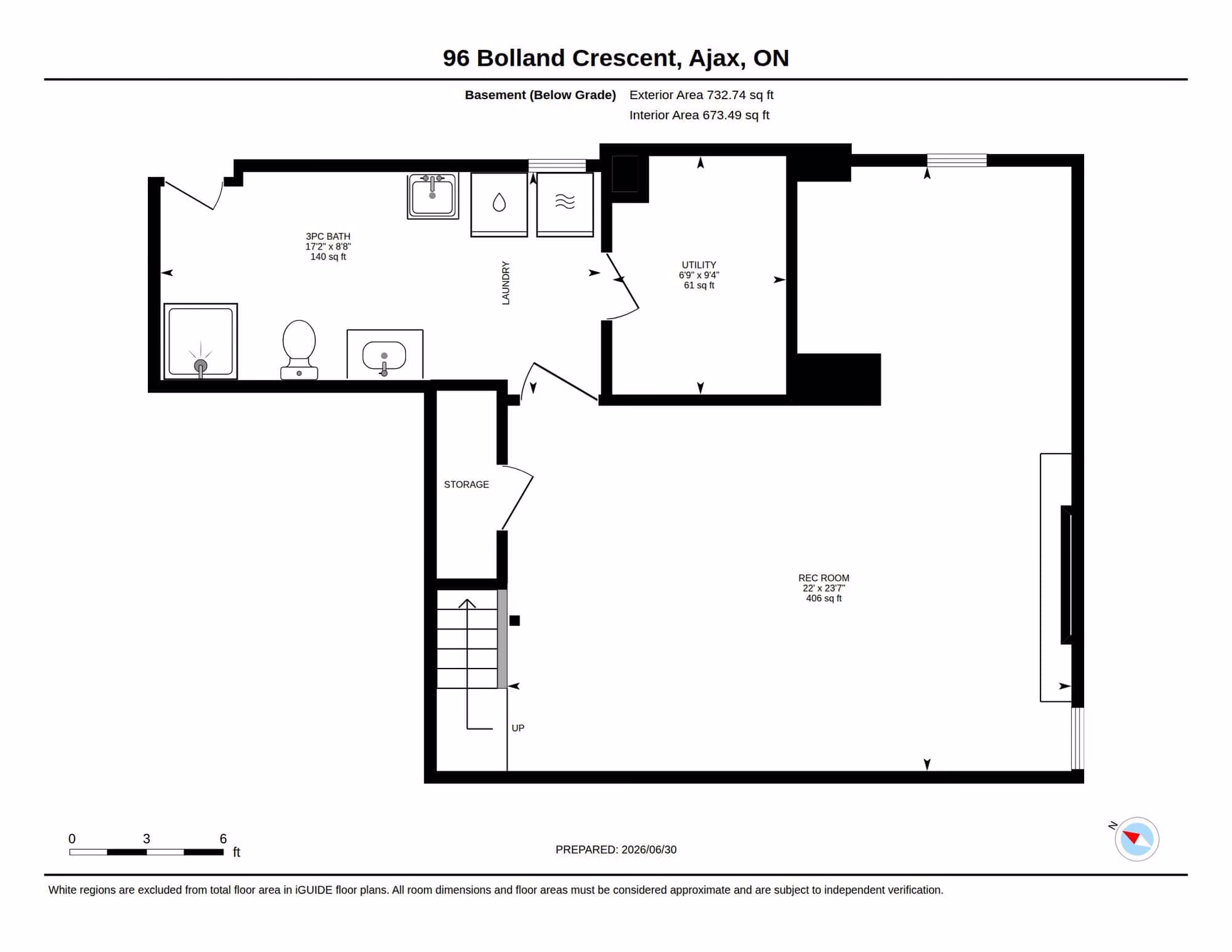 Basement floor plan for 96 Bolland Crescent, South Ajax, listed by Laura McBride, Ajax REALTOR®