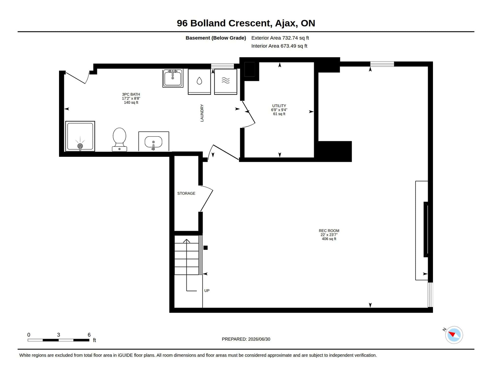 Basement floor plan for 96 Bolland Crescent, South Ajax, listed by Laura McBride, Ajax REALTOR®