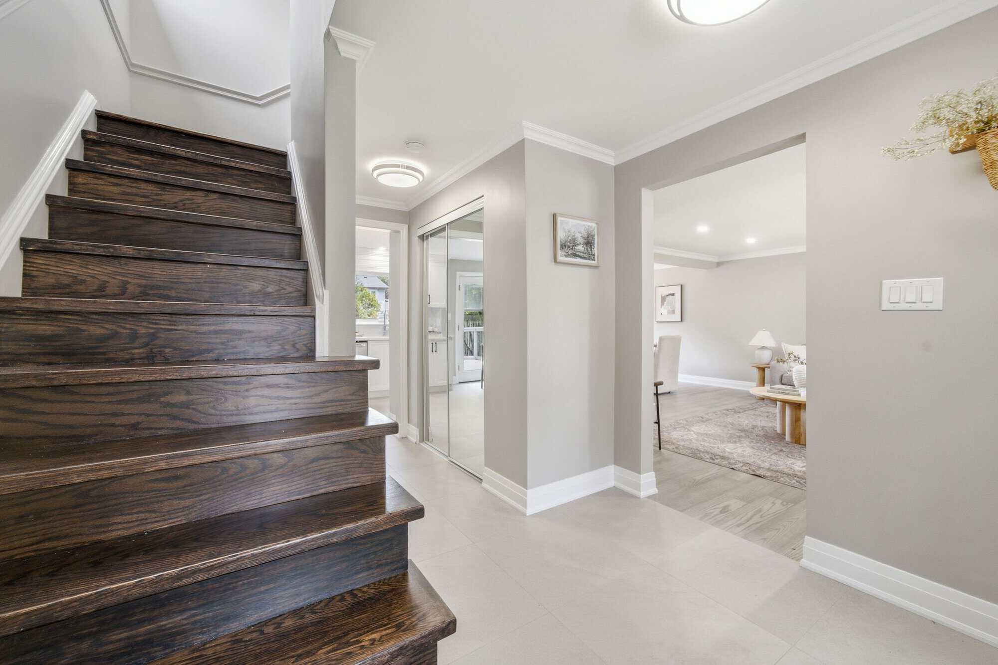 Foyer at 96 Bolland Crescent, South Ajax, with porcelain floor and mirrored closet