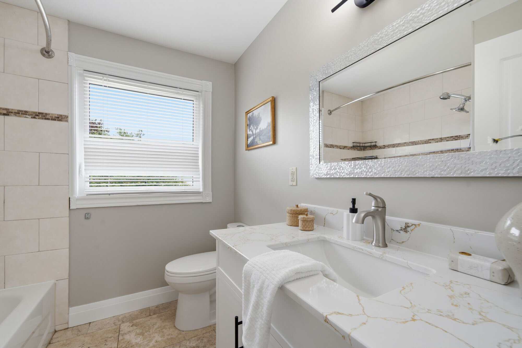 Updated main bathroom at 96 Bolland Crescent, South Ajax