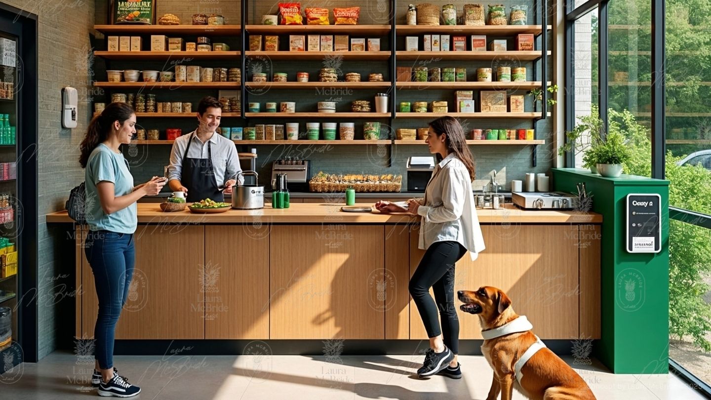 Illustrative concept rendering, not built: convenience store interior concept for 3187 Stouffville Road